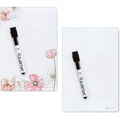 Quartet Glass Desktop Notepad, 9" x 6", Whiteboard, Dry Erase Surface, Dot/White, 2 Pack (GDP96D)