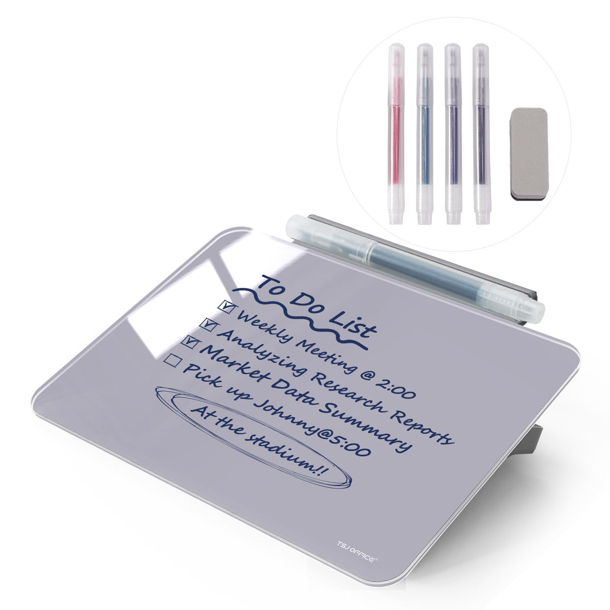 Small Desktop Glass Dry-Erase Whiteboard - 8 X 6 Inches Tabletop Easel Whiteboard with Stand, Desk Board Buddy for Artist, Teacher and Student
