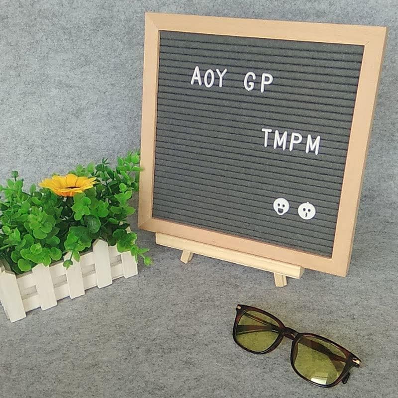 10X10 Inch Grey Felt Changeable Letter Board with 340 Letters Sign & Stand