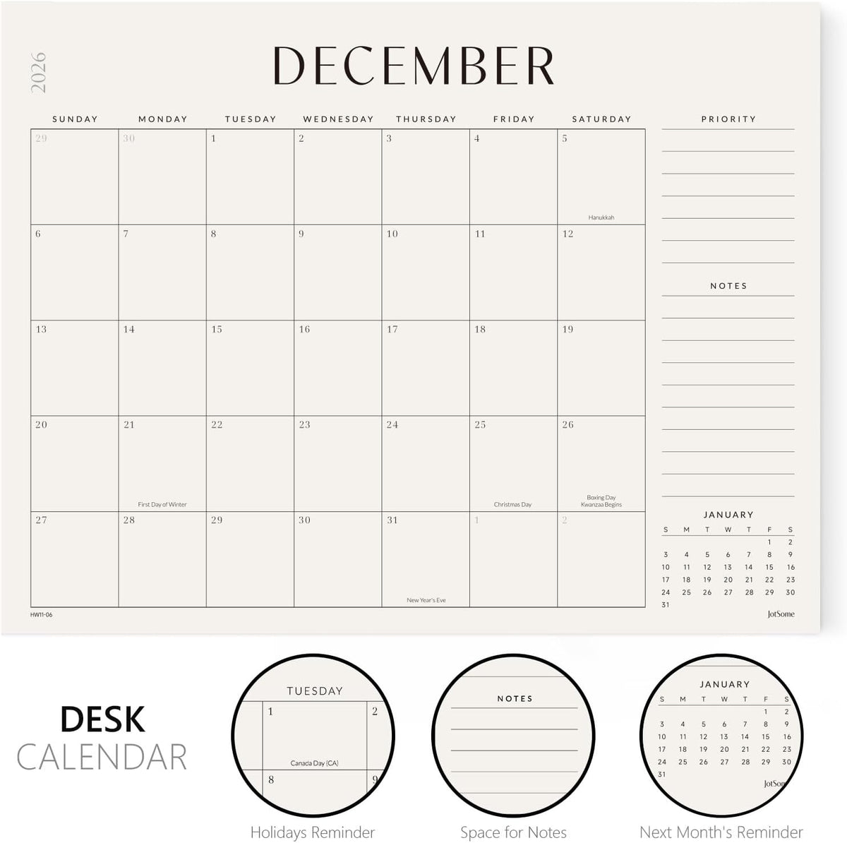 Jotsome Desk Calendar 2026-2027, Academic Monthly Calendar Large 22"x17"