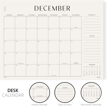 Jotsome Desk Calendar 2026-2027, Academic Monthly Calendar Large 22"x17"