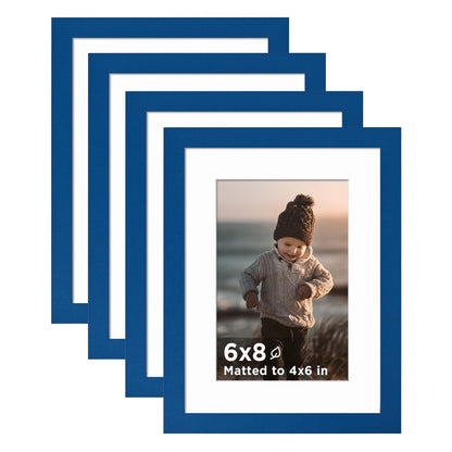 KINLINK 5x7 Picture Frames, Mix Color Photo Frames with Plexiglass for Picture 4x6 with Mat or 5x7 without Mat, Composite Wood Picture Frames for Table Top and Wall Mounting, Set of 4