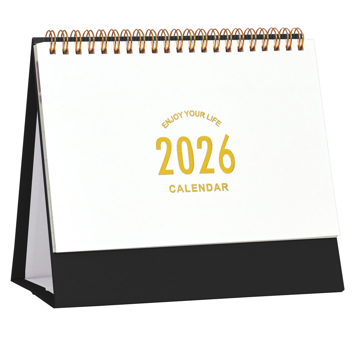 Small Desk Calendar 2027-2028, Standing Flip Desktop Calendar from January 2027 to June 2028 - Metal Ring Twin-Wire Binding Monthly Desktop Calendar for Home Office School (Black)