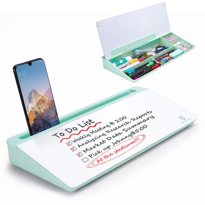 TSJ OFFICE Desktop Whiteboard Dry-Erase-Board - Computer Keyboard Stand White Board Surface Pad with Drawer, Desk Organizers with Accessories for Office, Home, School Supplies - Complete Black