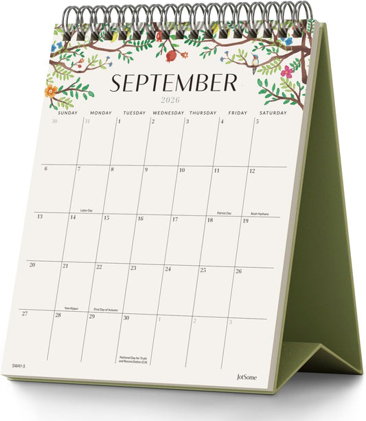 Jotsome Small Desk Calendar 2026-2027, Standing Flip Calendar 6"x7.5"
