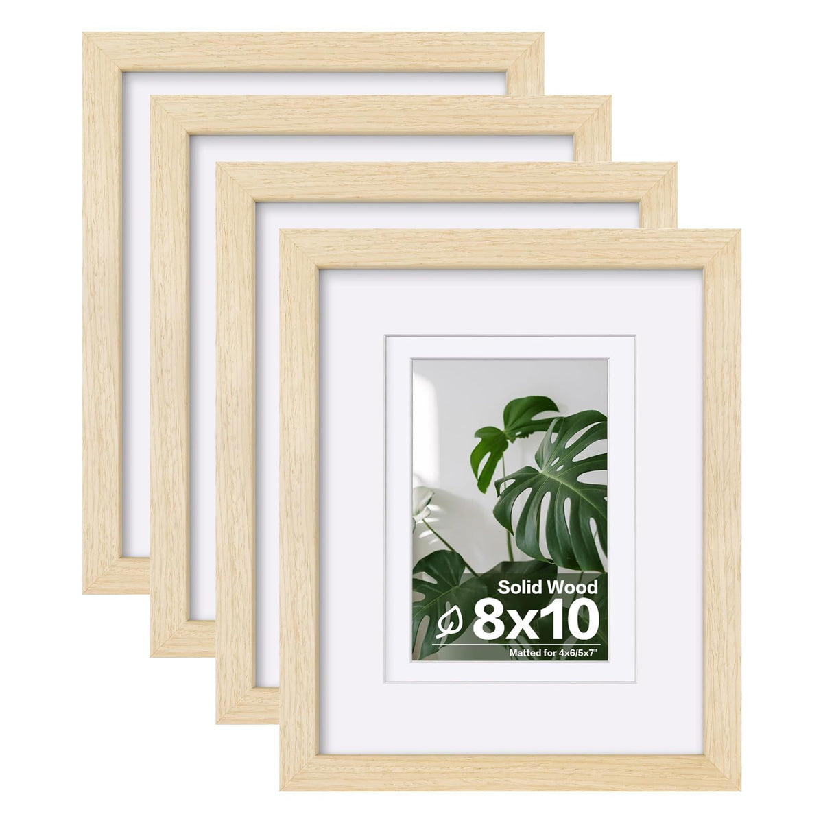 Egofine 8x10 Picture Frames Set of 4, Made of Solid Wood Covered by Plexiglass 4x6 and 5x7 with Mat or 8x10 without Mat, for Table Top Display and Wall Mounting Photo Frame Black