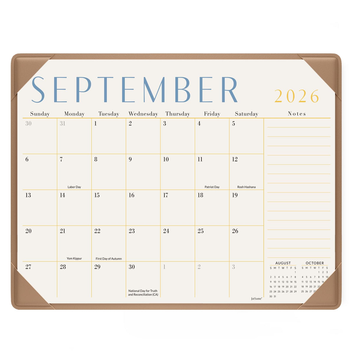 Jotsome Desk Calendar 2026-2027 with Protective Mat, Desktop Calendar