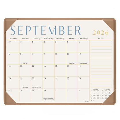 Jotsome Desk Calendar 2026-2027 with Protective Mat, Desktop Calendar
