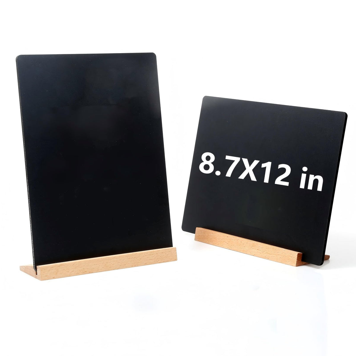 2 Pack 8.6x11.7 in Small Chalkboard Signs with Wood Base for Tabletop Decor Double Sided Mini Chalkboard for Restaurant Food Menu, Message Board, Wedding Party