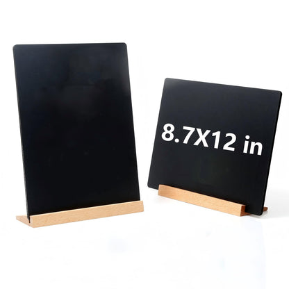 2 Pack 8.6x11.7 in Small Chalkboard Signs with Wood Base for Tabletop Decor Double Sided Mini Chalkboard for Restaurant Food Menu, Message Board, Wedding Party