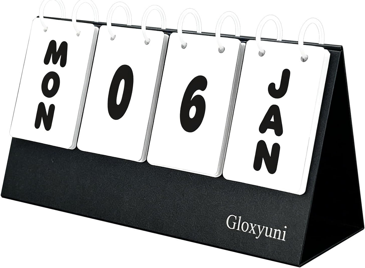 Paper vertical flip desk calendar, large-display desktop perpetual flip calendar, modern minimalist daily calendar with detachable plastic binder rings, suitable for home, office and classroom decoration, reusable year after year.