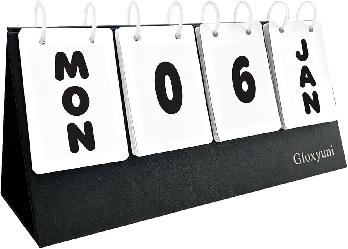 Paper vertical flip desk calendar, large-display desktop perpetual flip calendar, modern minimalist daily calendar with detachable plastic binder rings, suitable for home, office and classroom decoration, reusable year after year.