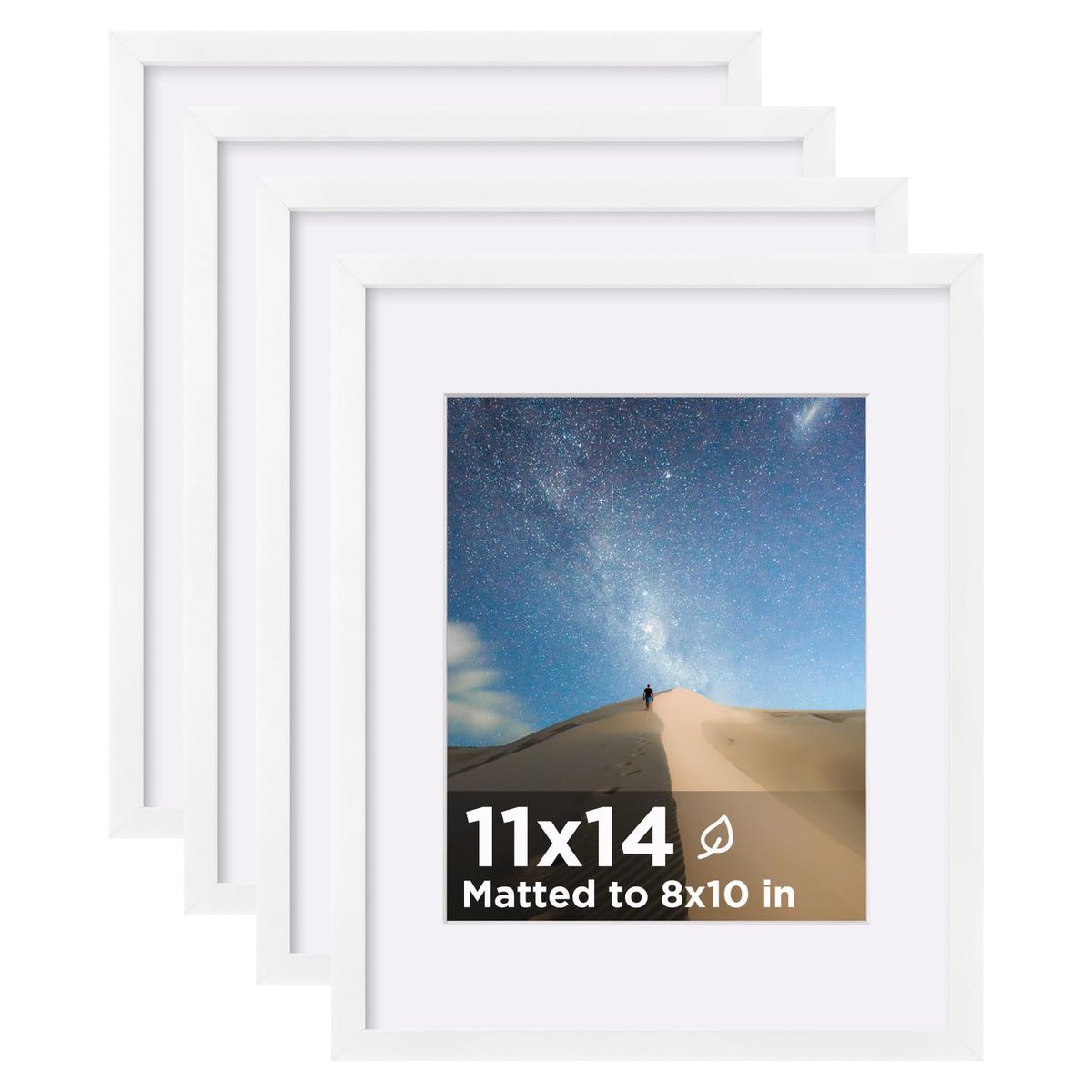 KINLINK 5x7 Picture Frames, Mix Color Photo Frames with Plexiglass for Picture 4x6 with Mat or 5x7 without Mat, Composite Wood Picture Frames for Table Top and Wall Mounting, Set of 4