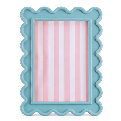 AceOrbit 4x6 Inches Light Green Flower Wavy Scalloped Picture Frame Cute