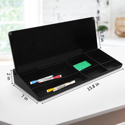 DOLLAR BOSS Glass Desk Whiteboard Small Dry Erase Board, All Black