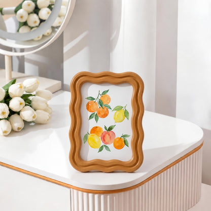 3 Pack 4 x 6 Inch Scalloped Picture Frame with Real Glass, Retro Colors