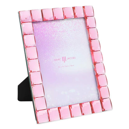 Isaac Jacobs Decorative Sparkling Jewel Picture Frame (4x4, Rainbow)