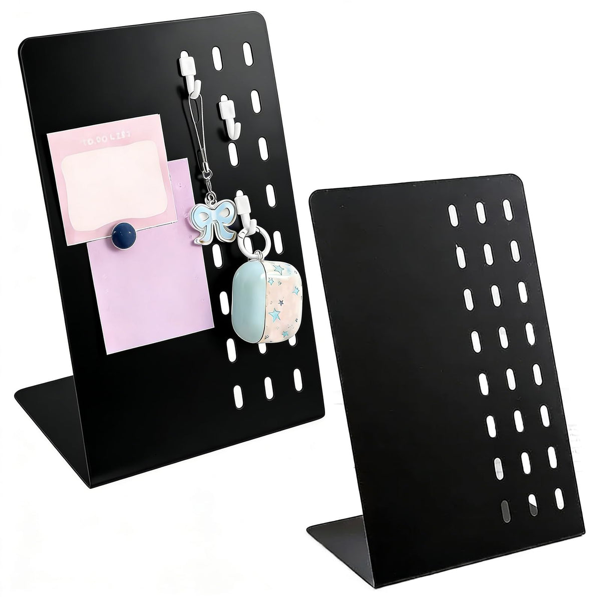 FLWAL 2 Pack Magnetic Bulletin Board, Metal Desktop Board with Bracket