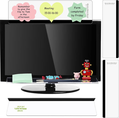 3 Pieces Multifunction Computer Monitor Memo Board Side Panel Memo Top Mount Acrylic Transparent Message Board for Screen Cabinet, Left and Right