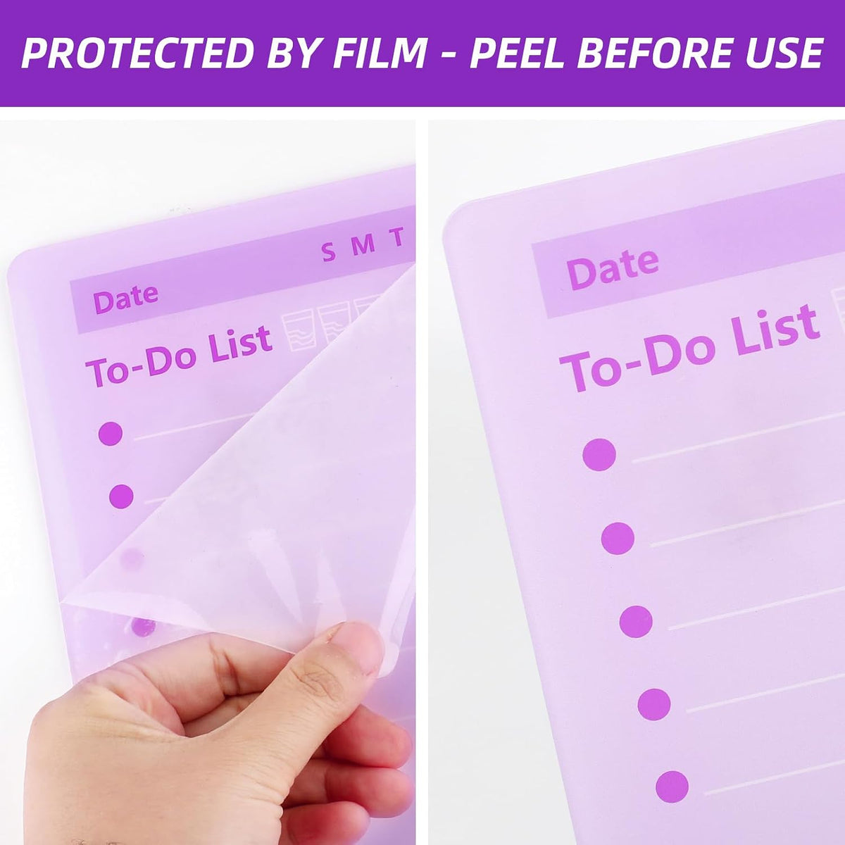Purple Acrylic Dry Erase Board 12x10 inch, Thickened Desktop to Do List Planner Board with Stand and Markers,Frameless Tabletop Purple Dry Erase White Board Daily Task Organizer for Office Home School
