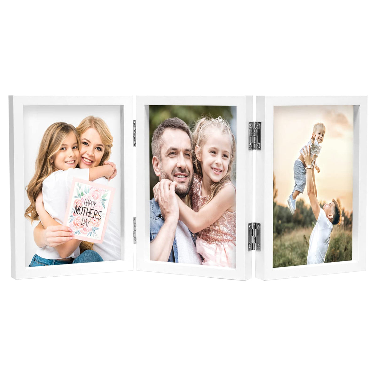 WUTL 3 Picture Frame Triple Collage 5x7 Frames with Real Glass Black