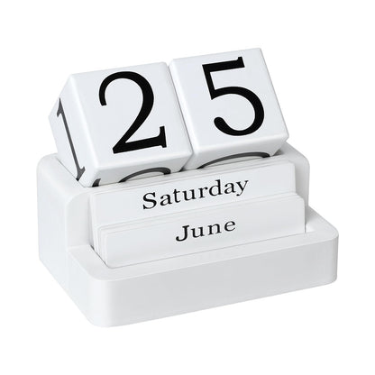 Wooden Block Calendar for Desk, Daily Desktop Perpetual Desk Calendar, Modern Farmhouse Aesthetic Desk Accessories for Home Office Decor, Teacher, Classroom, Reusable Yearly, Pink