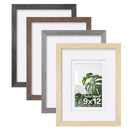 Egofine 8x10 Picture Frames Set of 4, Made of Solid Wood Covered by Plexiglass 4x6 and 5x7 with Mat or 8x10 without Mat, for Table Top Display and Wall Mounting Photo Frame Black