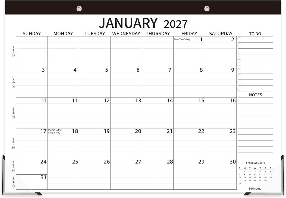 Desk Calendar 2027-2028, 17" x 12" Large Desk Calendar January 2027 to June 2028, 18 Months Calendar for Home Office