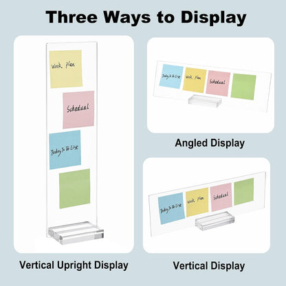 BTSKY Acrylic Monitor Memo Board Holder-15.8"x4.7", Clear Sticky Note Holder with Thicken Base, Screen Message Board Under Computer, No Screen Damage, Office & Home Desktop Accessories