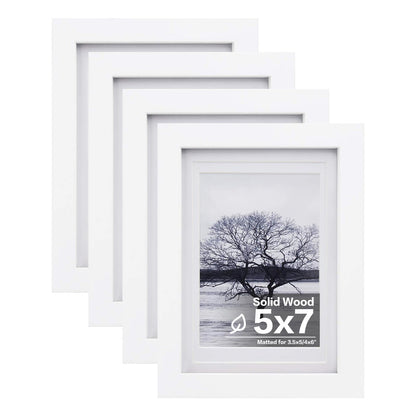 Egofine 8x10 Picture Frames Set of 4, Made of Solid Wood Covered by Plexiglass 4x6 and 5x7 with Mat or 8x10 without Mat, for Table Top Display and Wall Mounting Photo Frame Black