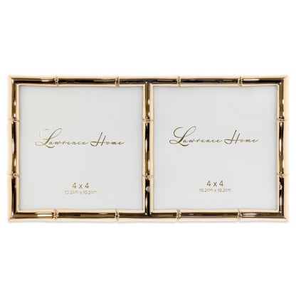 Lawrence Frames Bamboo Design Metal Frame, 4x4, Silver