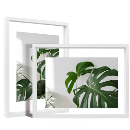 Egofine 5x7 Floating Frames Set of 2, Double Plexiglass Picture Frame, Made of Solid Wood Display Any Size Photo up to 5x7, Wall Mount or Tabletop Standing, Natural Wood