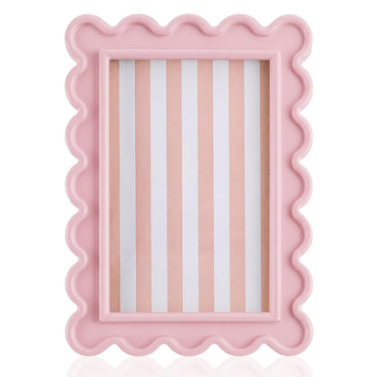 AceOrbit 4x6 Inches Light Green Flower Wavy Scalloped Picture Frame Cute