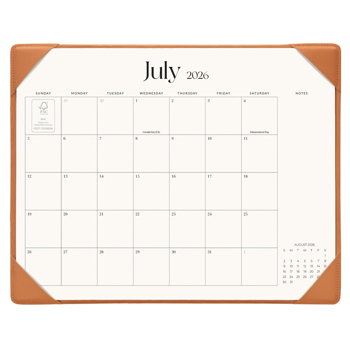 Cabbrix Desk Calendar 2026 with Desktop Mat, Simplified Medium Desk Pad Calendar 15" x 12" July 2026 to December 2027, Desk Blotter Calendar for Home School and Office (Apricot)