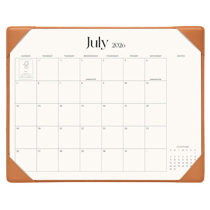 Cabbrix Desk Calendar 2026 with Desktop Mat, Simplified Medium Desk Pad Calendar 15" x 12" July 2026 to December 2027, Desk Blotter Calendar for Home School and Office (Apricot)