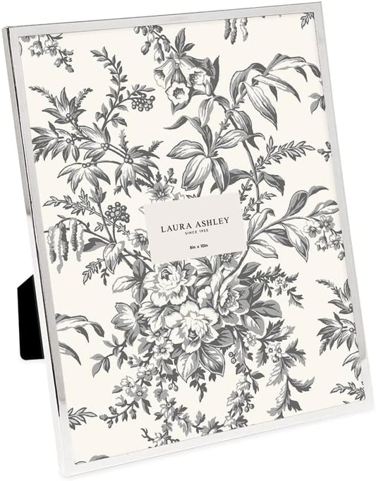 Laura Ashley 8x10 Silver Flat Metal Picture Frame w/Two-Way Easel Stand