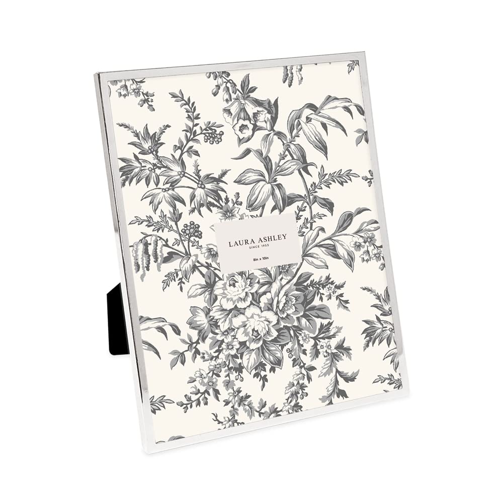 Laura Ashley 8x10 Silver Flat Metal Picture Frame w/Two-Way Easel Stand
