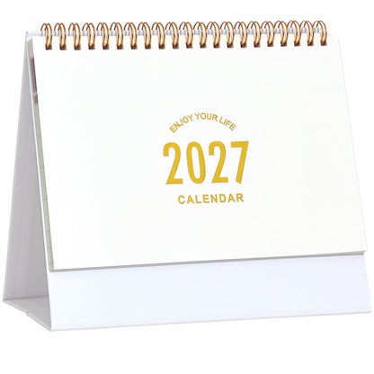 Small Desk Calendar 2027-2028, Standing Flip Desktop Calendar from January 2027 to June 2028 - Metal Ring Twin-Wire Binding Monthly Desktop Calendar for Home Office School (Black)