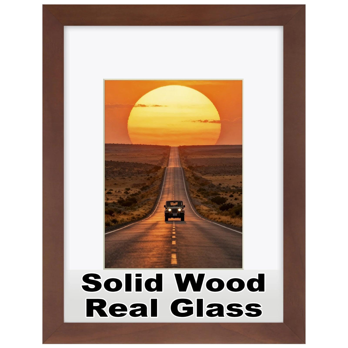 RPJC 11x14 Solid Wood Picture Frame Real Glass Cover Black