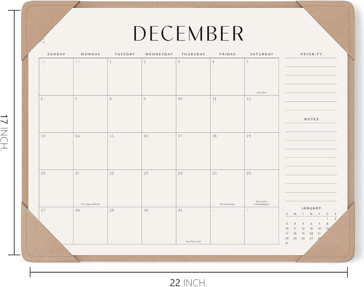 Jotsome Large Desk Calendar 2026-2027 with Protective Mat 22"x17"