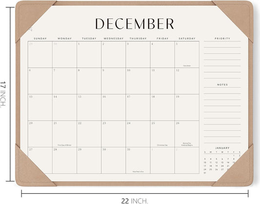 Jotsome Large Desk Calendar 2026-2027 with Protective Mat 22"x17"