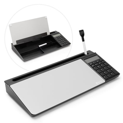 Varhomax Glass Desk Whiteboard with Storage, Desktop Organizer to-do List Memo Notepad Dry Erase White Board for Home Office and School Supplies (Gray)