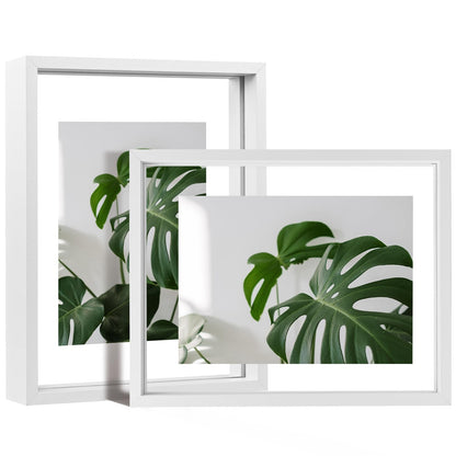 Egofine 5x7 Floating Frames Set of 2, Double Plexiglass Picture Frame, Made of Solid Wood Display Any Size Photo up to 5x7, Wall Mount or Tabletop Standing, Natural Wood