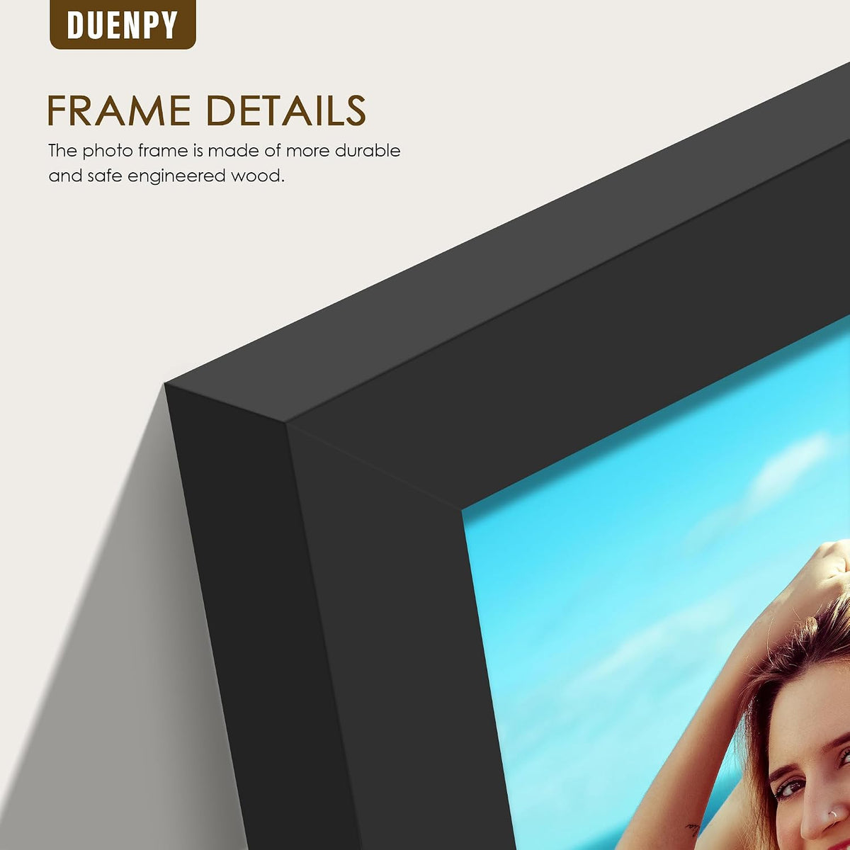 DUENPY 4 Folding 5x7 Accordion Wood Frame Plexiglass Black