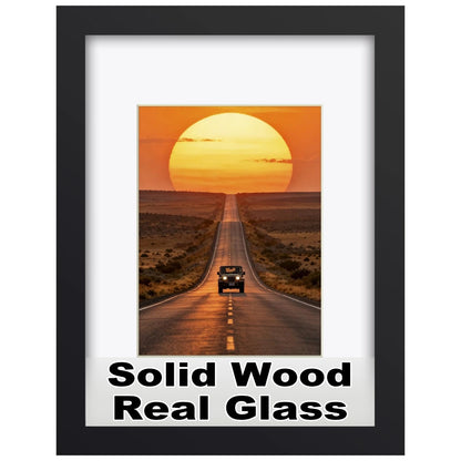 RPJC 11x14 Solid Wood Picture Frame Real Glass Cover Black