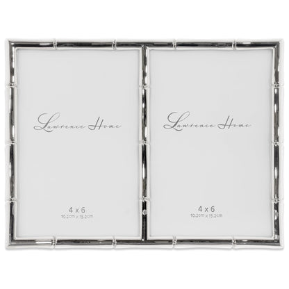 Lawrence Frames Bamboo Design Metal Frame, 4x4, Silver