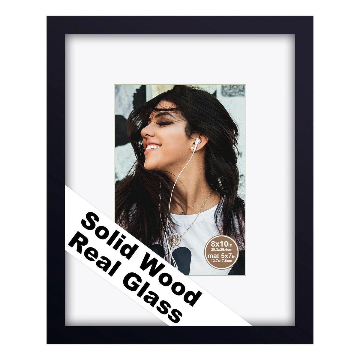 RPJC 11x14 Solid Wood Picture Frame Real Glass Cover Black