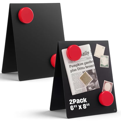 Fainne 2 Pack 11 x 8.5 Inch Metal Magnetic Board with Stand, Double-Sided