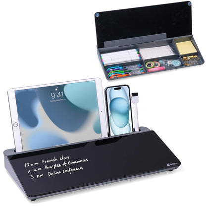 Varhomax Glass Desk Whiteboard Gray with Calculator