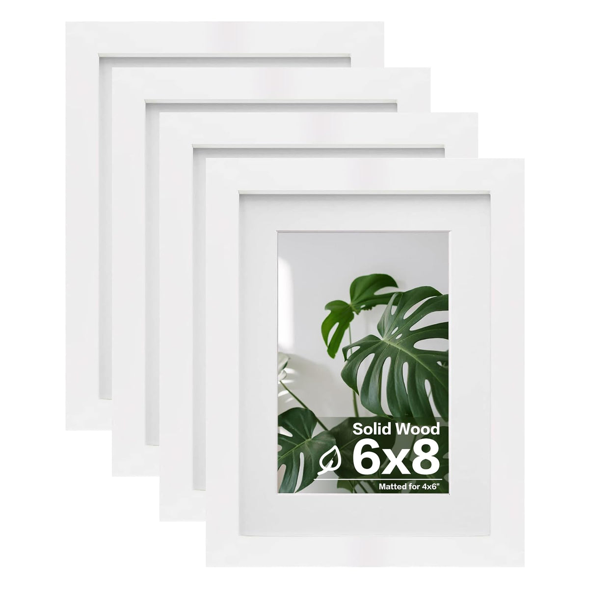 Egofine 8x10 Picture Frames Set of 4, Made of Solid Wood Covered by Plexiglass 4x6 and 5x7 with Mat or 8x10 without Mat, for Table Top Display and Wall Mounting Photo Frame Black